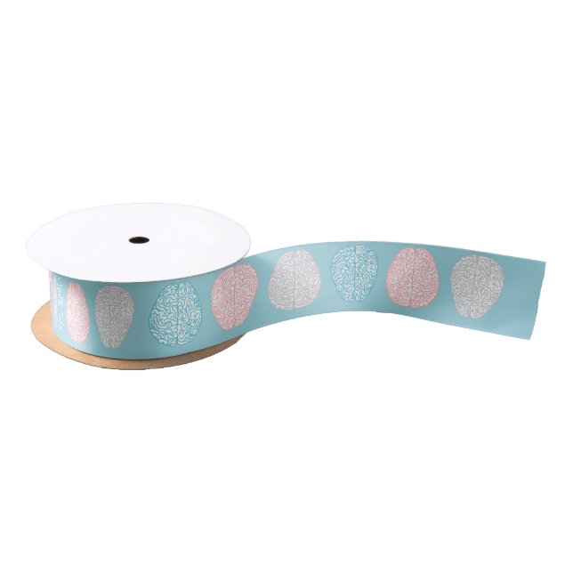 Brainy Pastel Pattern (Awesome Pastel Brains) Satin Ribbon (Spool)