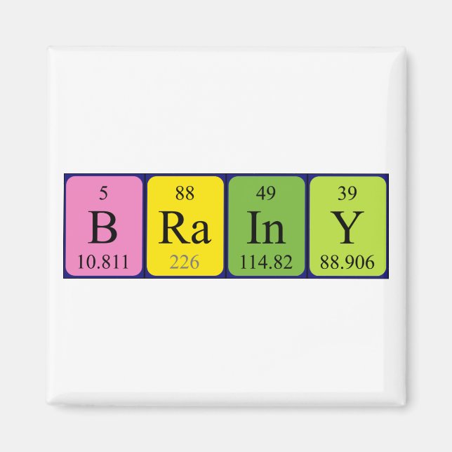 Brainy periodic table name magnet (Front)