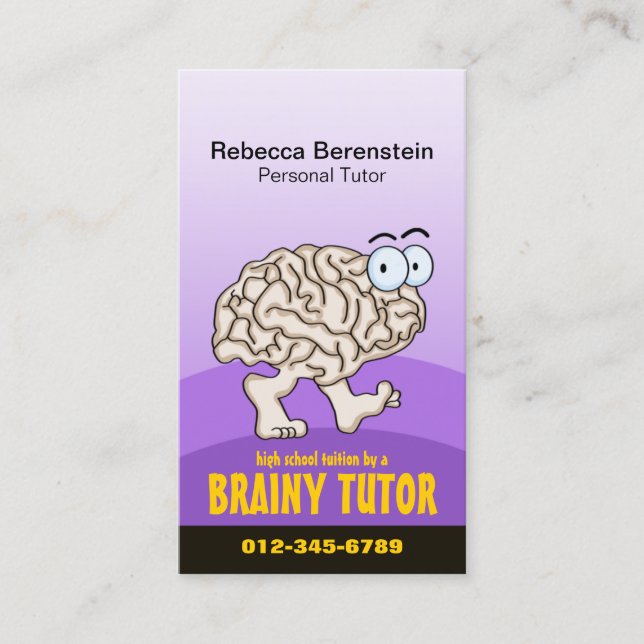Brainy Tutor Dessin Violet Carte de visite (Devant)