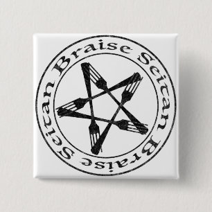 Braise Seitan Vegan Pentagram (dark version) 2 Inch Square Button