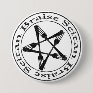 Braise Seitan Vegan Pentagram (dark version) 3 Inch Round Button