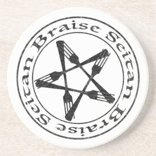 Braise Seitan Vegan Pentagram (dark version) Coaster