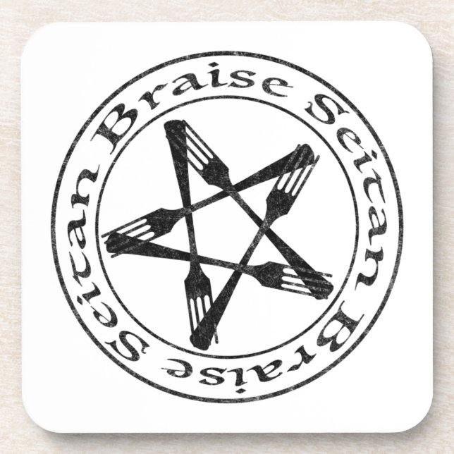 Braise Seitan Vegan Pentagram (dark version) Coaster (Front)