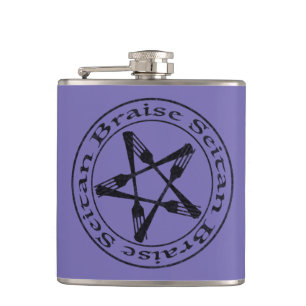 Braise Seitan Vegan Pentagram (dark version) Hip Flask