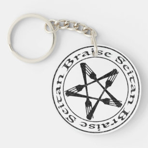 Braise Seitan Vegan Pentagram (dark version) Keychain