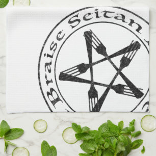 Braise Seitan Vegan Pentagram (dark version) Kitchen Towel