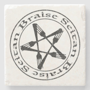 Braise Seitan Vegan Pentagram (dark version) Stone Coaster