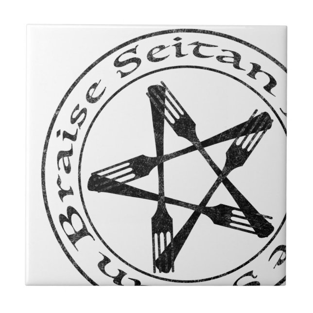 Braise Seitan Vegan Pentagram (dark version) Tile (Front)