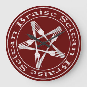 Braise Seitan Vegan Pentagram (light version) Large Clock