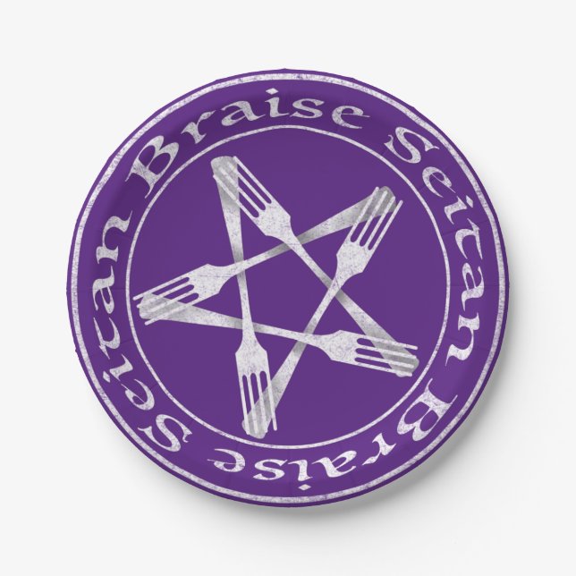 Braise Seitan Vegan Pentagram (light version) Paper Plate (Front)