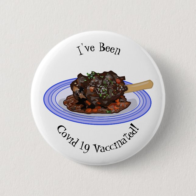  Braised lamb shank cartoon illustration 2 Inch Round Button (Front)