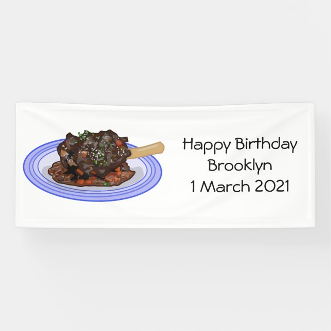  Braised lamb shank cartoon illustration Banner (Horizontal)