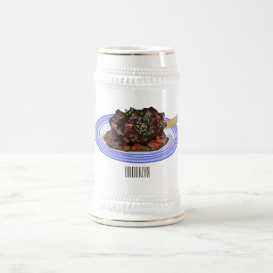  Braised lamb shank cartoon illustration Beer Stein
