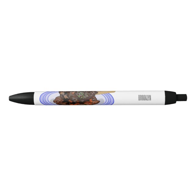  Braised lamb shank cartoon illustration  Black Ink Pen (Front)