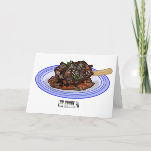  Braised lamb shank cartoon illustration   Card