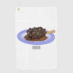 Braised lamb shank cartoon illustration Golf Towel