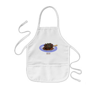 Braised lamb shank cartoon illustration Kids Apron
