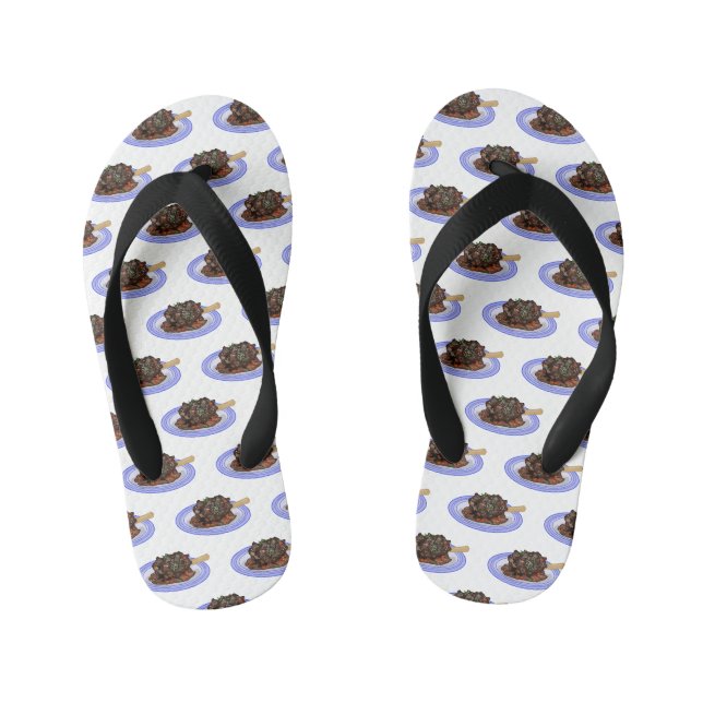  Braised lamb shank cartoon illustration  Kid's Flip Flops (Footbed)