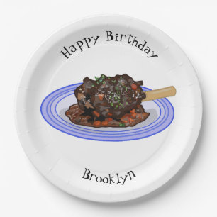 Braised lamb shank cartoon illustration Paper Plate