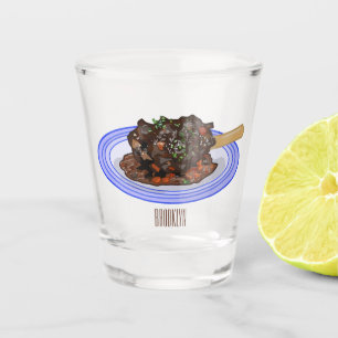 Braised lamb shank cartoon illustration Shot Glass