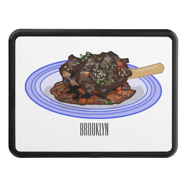  Braised lamb shank cartoon illustration Trailer Hitch Cover (Front)