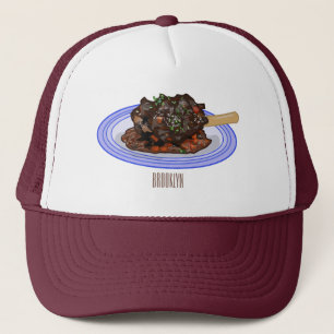 Braised lamb shank cartoon illustration Trucker Hat