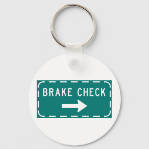 Brake Check Road Sign with Arrow  Keychain