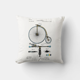 Brake For Bicycles - J. A. Hems Patent Coloured Throw Pillow
