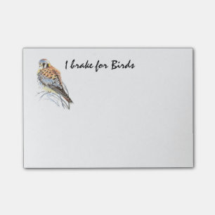 Brake for Birds Quote Kestrel Falcon Bird Post-it Notes
