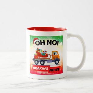BRAKING NEWS - Santa's Delivery Setback Two-Tone Coffee Mug