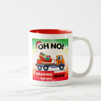 BRAKING NEWS - Santa's Delivery Setback Two-Tone Coffee Mug