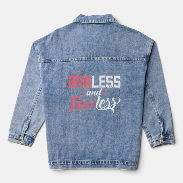 Braless Expression Not Wearing Brassiere For Adult Denim Jacket (Back)
