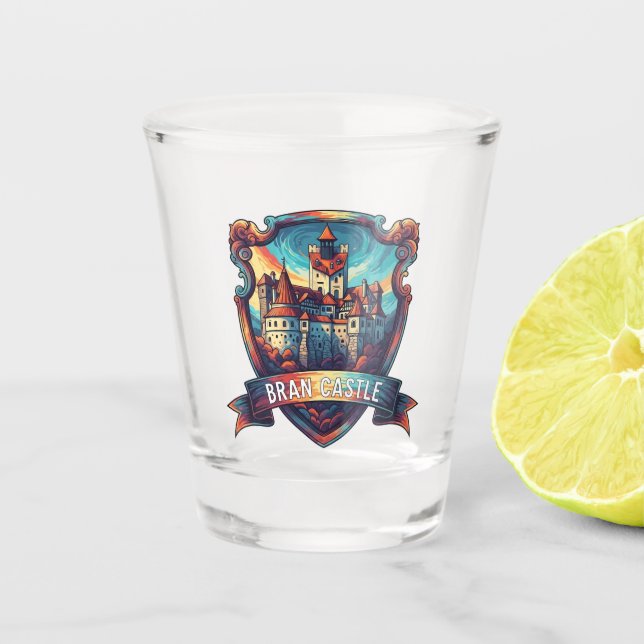 Bran Castle Romania Modern Shot Glass (Front)