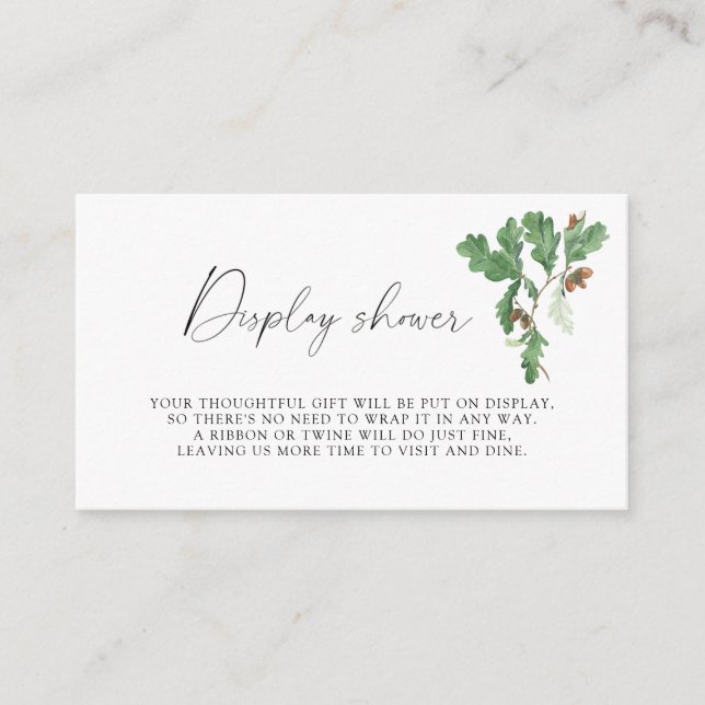 Branch acorns - Display shower Enclosure Card (Front)