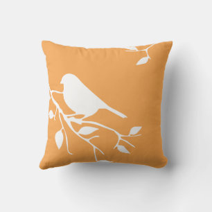 branch bird silhouette throw pillow
