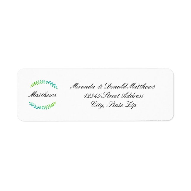 Branch Blue Green Wreath -Return Address Label (Front)