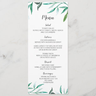 Branch Boho Wedding Menu Card