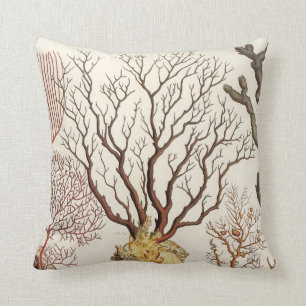 Branch Coral Nautical Beach Decor Throw Pillow