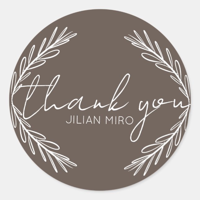 Branch Hand Drawn Logo Thank You  Classic Round Sticker (Front)