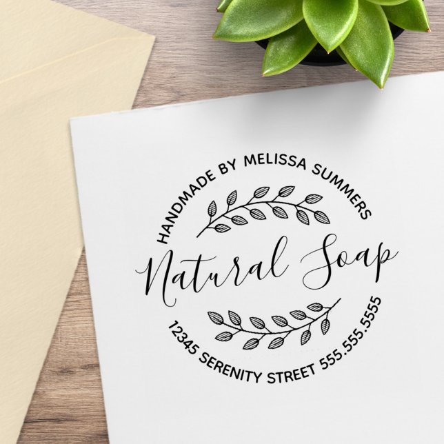 Branch Leaves Wreath Natural Soap Rubber Stamp (Creator Uploaded)