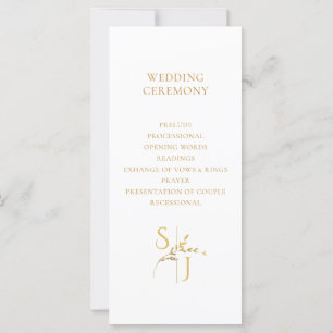 Branch Minimalist White and Gold Wedding Program