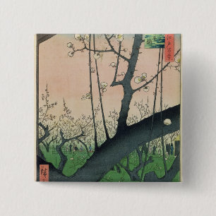 Branch of a Flowering Plum Tree 2 Inch Square Button