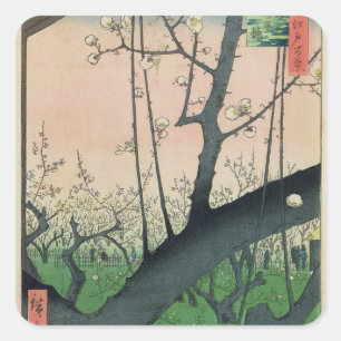 Branch of a Flowering Plum Tree Square Sticker