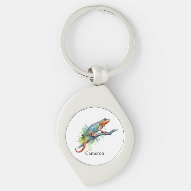 Branch of Colours: Chameleon Art, custom Keychain (Front)