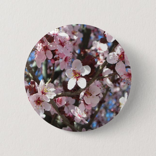 Branch of Pink Blossoms Spring Floral 2 Inch Round Button (Front)
