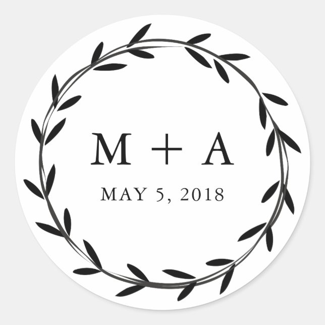 Branch Rustic  Wedding Design Classic Round Sticker (Front)