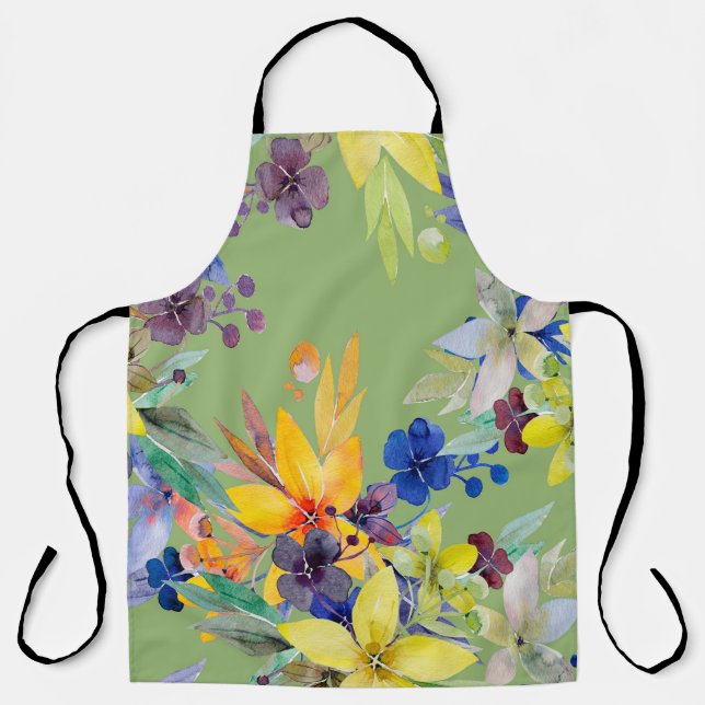 Branch watercolor seamless pattern. Image on white Apron (Front)