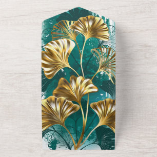 Branch with Golden Leaves Ginko Biloba All In One Invitation