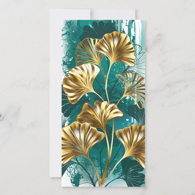 Branch with Golden Leaves Ginko Biloba Announcement (Front)