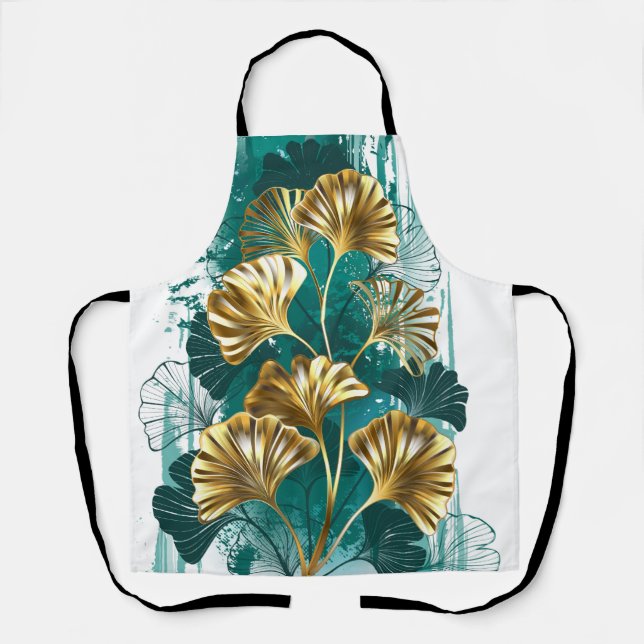Branch with Golden Leaves Ginko Biloba Apron (Front)